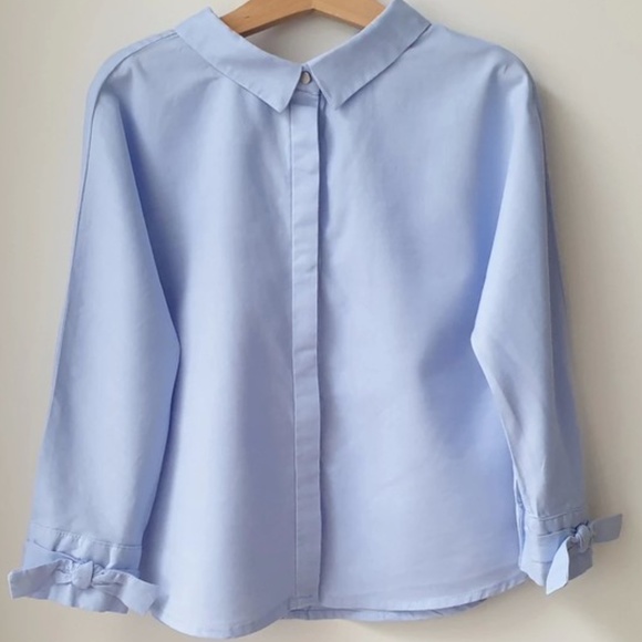 Zara girls blue blouse with back bow - Picture 15 of 16